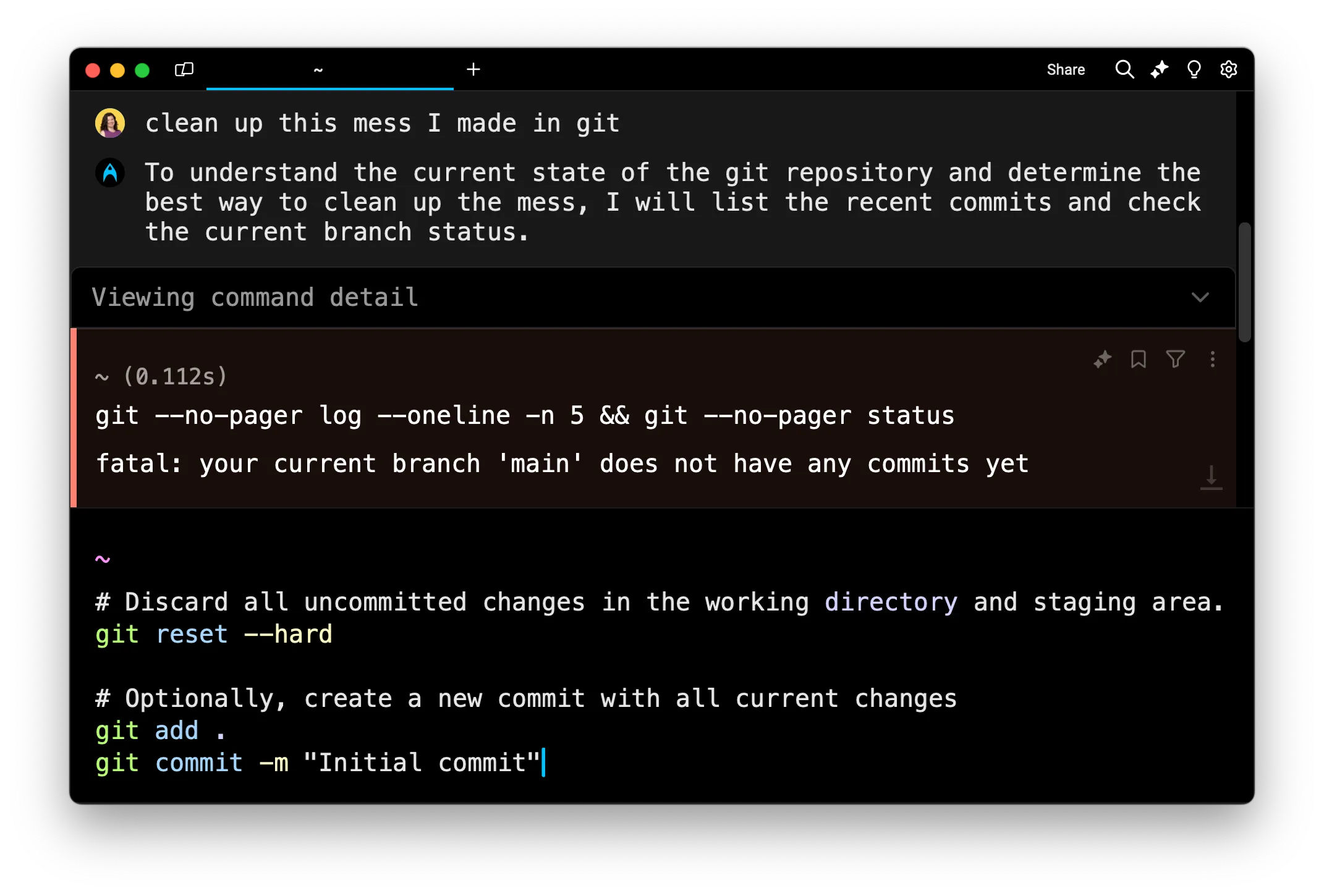 Viewing command details